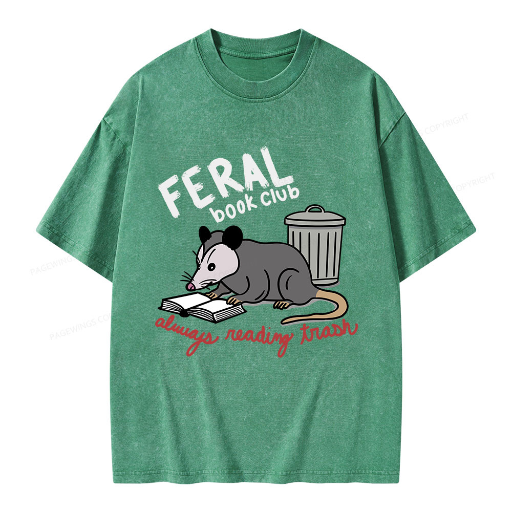 Pagewings Feral Book Club Unisex Washed T-shirt