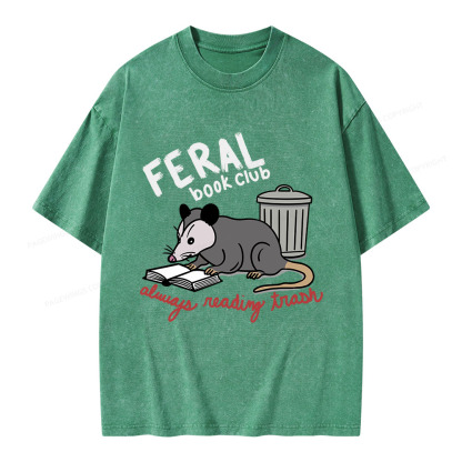 Pagewings Feral Book Club Unisex Washed T-shirt