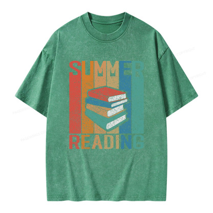 Pagewings Summer Reading Unisex Washed T-shirt