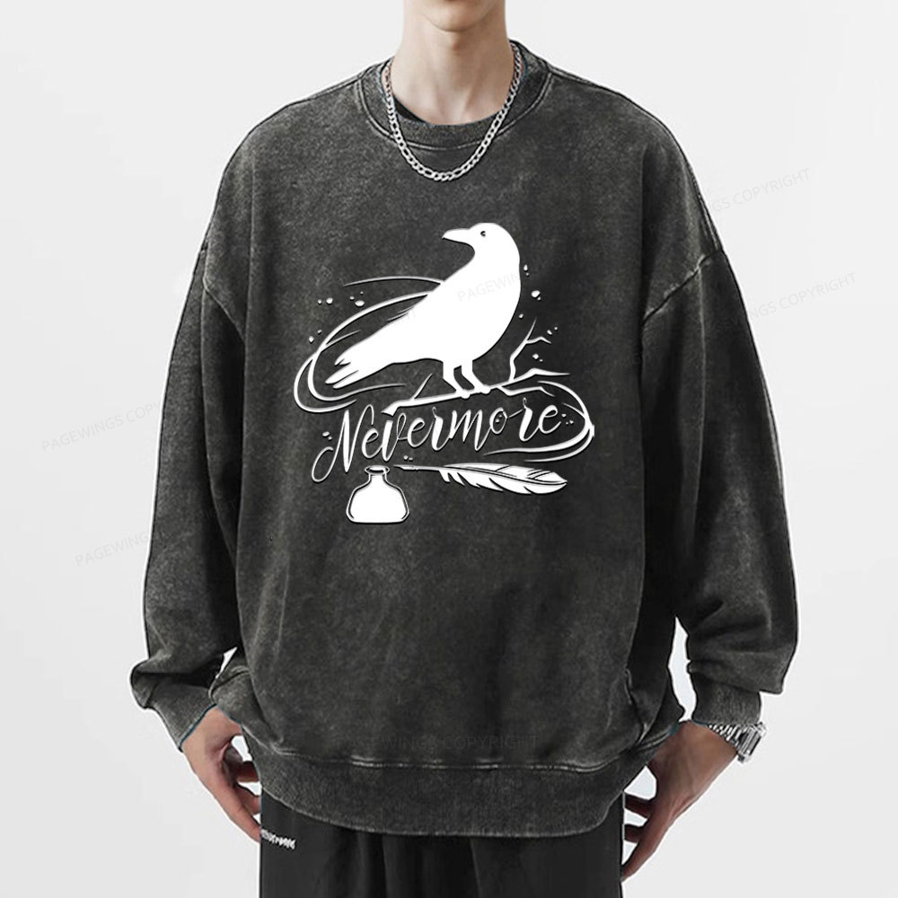 Pagewing  Edgar Allen Poe tee Unisex Washed Sweatshirt