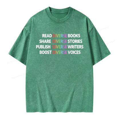 Pagewings Read Diverse Books Unisex Washed T-shirt