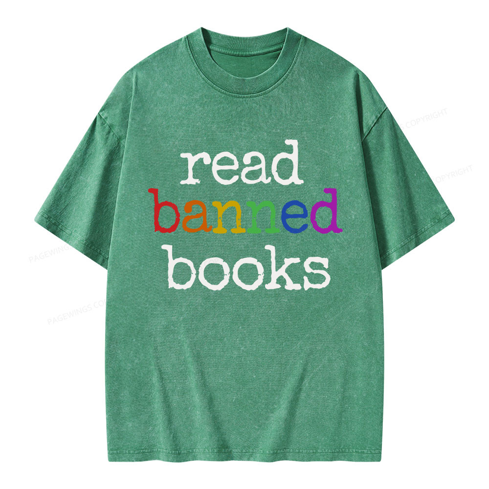 Pagewings Read Banned Books Unisex Washed T-shirt