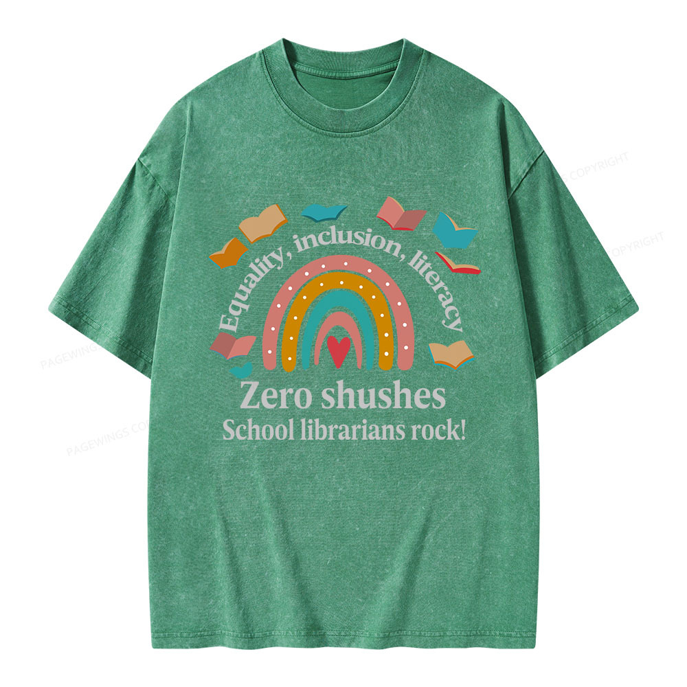 Pagewings Equality Inclusion Literacy Unisex Washed T-shirt