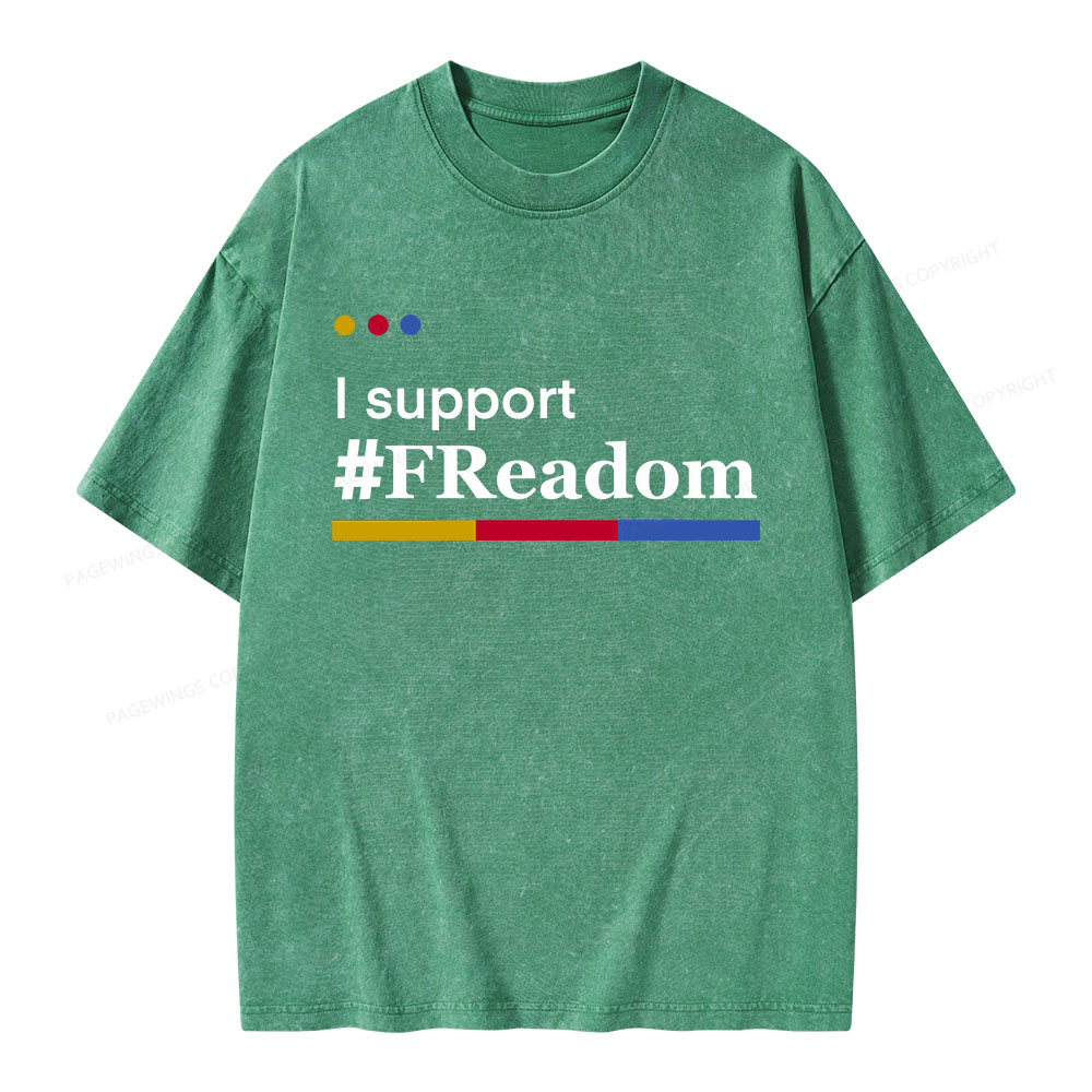 Pagewings I Support FReadom Unisex Washed T-shirt