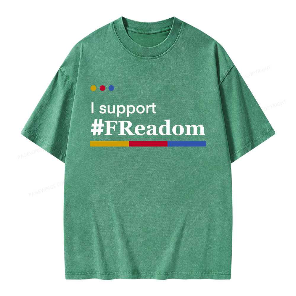 Pagewings I Support FReadom Unisex Washed T-shirt