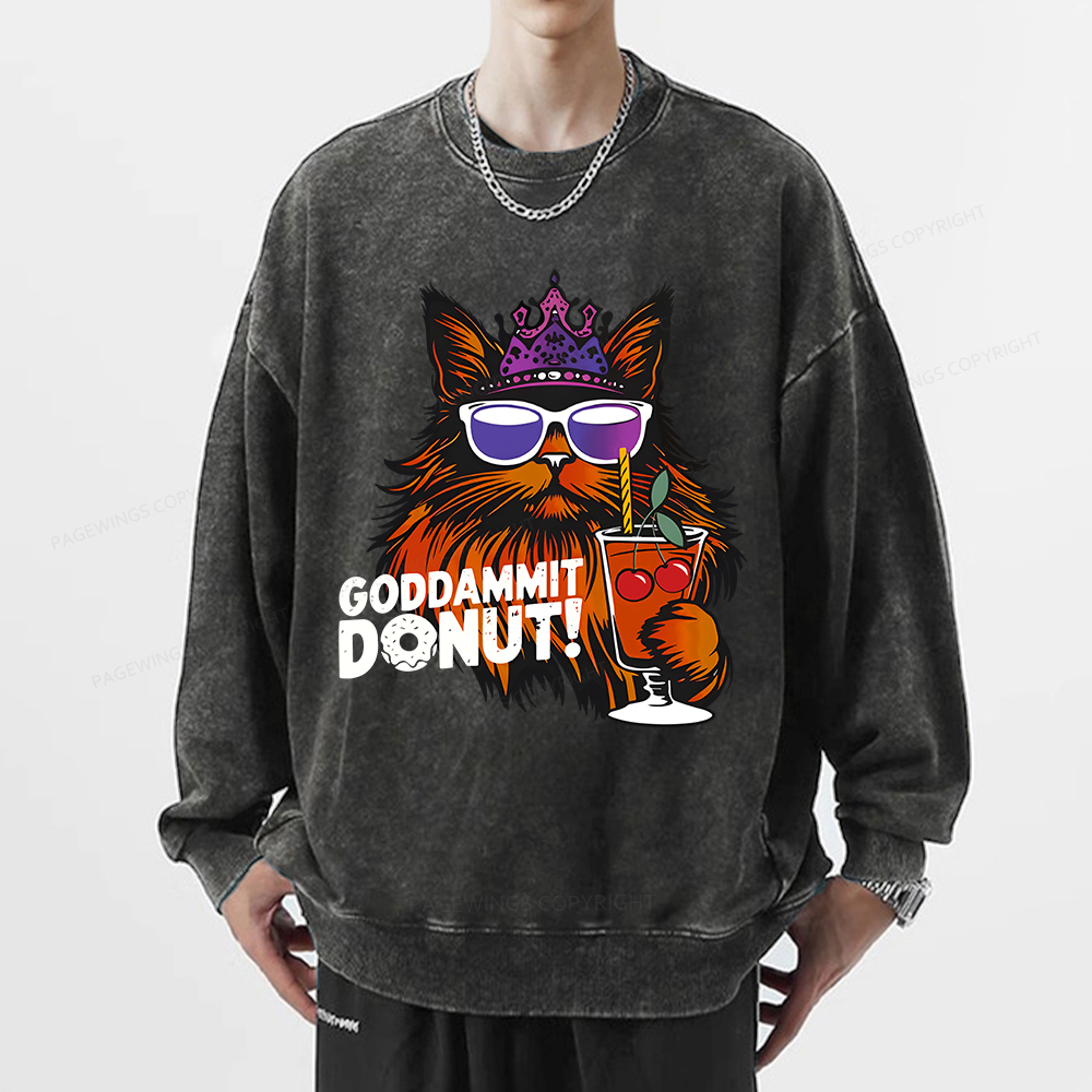 Pagewings Goddammit Donut Unisex Washed Sweatshirt