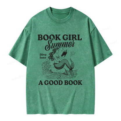 Pagewings Book Girl Summer Unisex Washed T-shirt