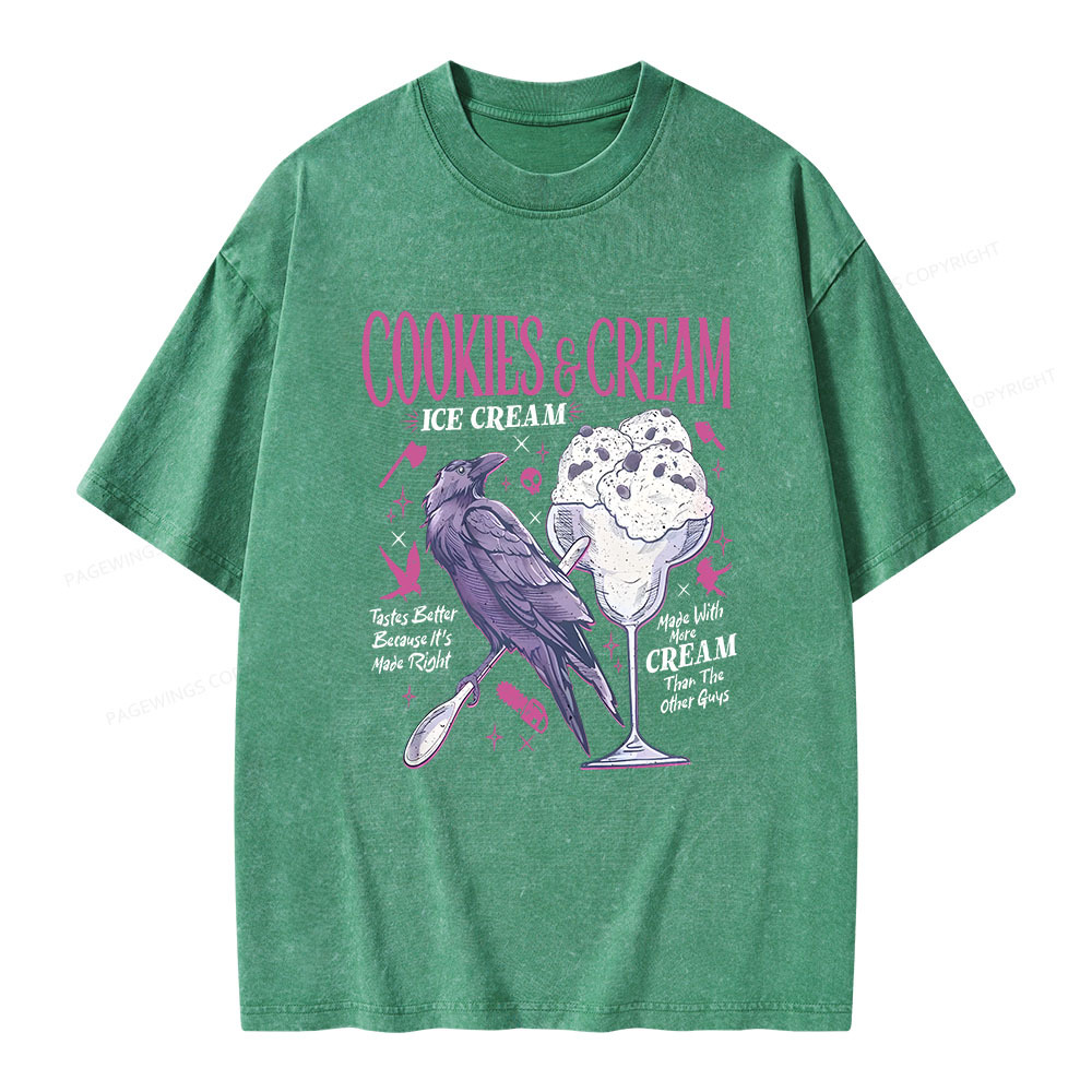 Pagewings Cookies Cream Ice Cream Unisex Washed T-shirt