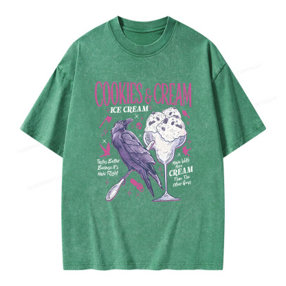 Pagewings Cookies Cream Ice Cream Unisex Washed T-shirt