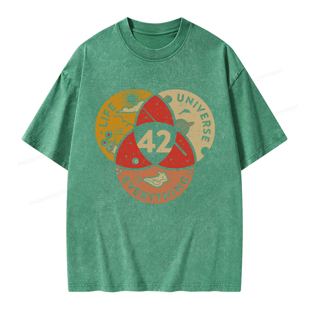 Pagewings 42 The Answer To Life The Universe And Everything Unisex Washed T-shirt