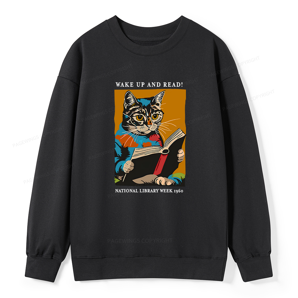 Pagewings Cat Reading Poster Unisex Classic Sweatshirt