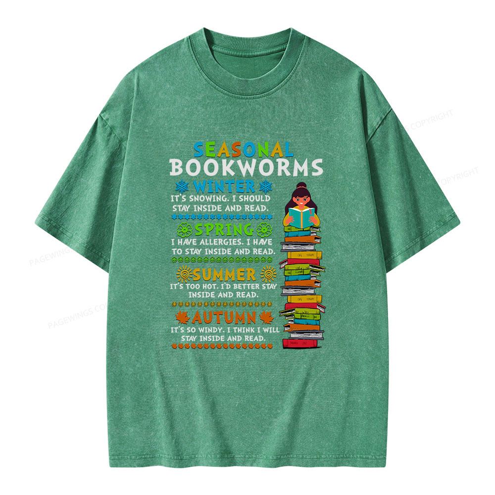 Pagewings Seasonal BookWorms Unisex Washed T-shirt