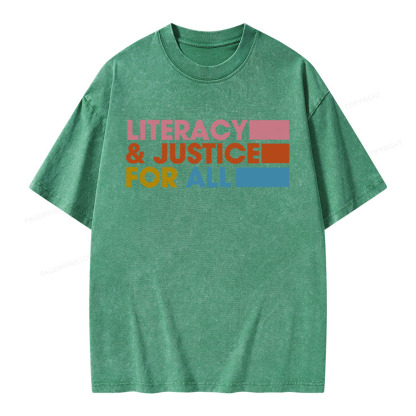 Pagewings Literacy Justice For All Unisex Washed T-shirt