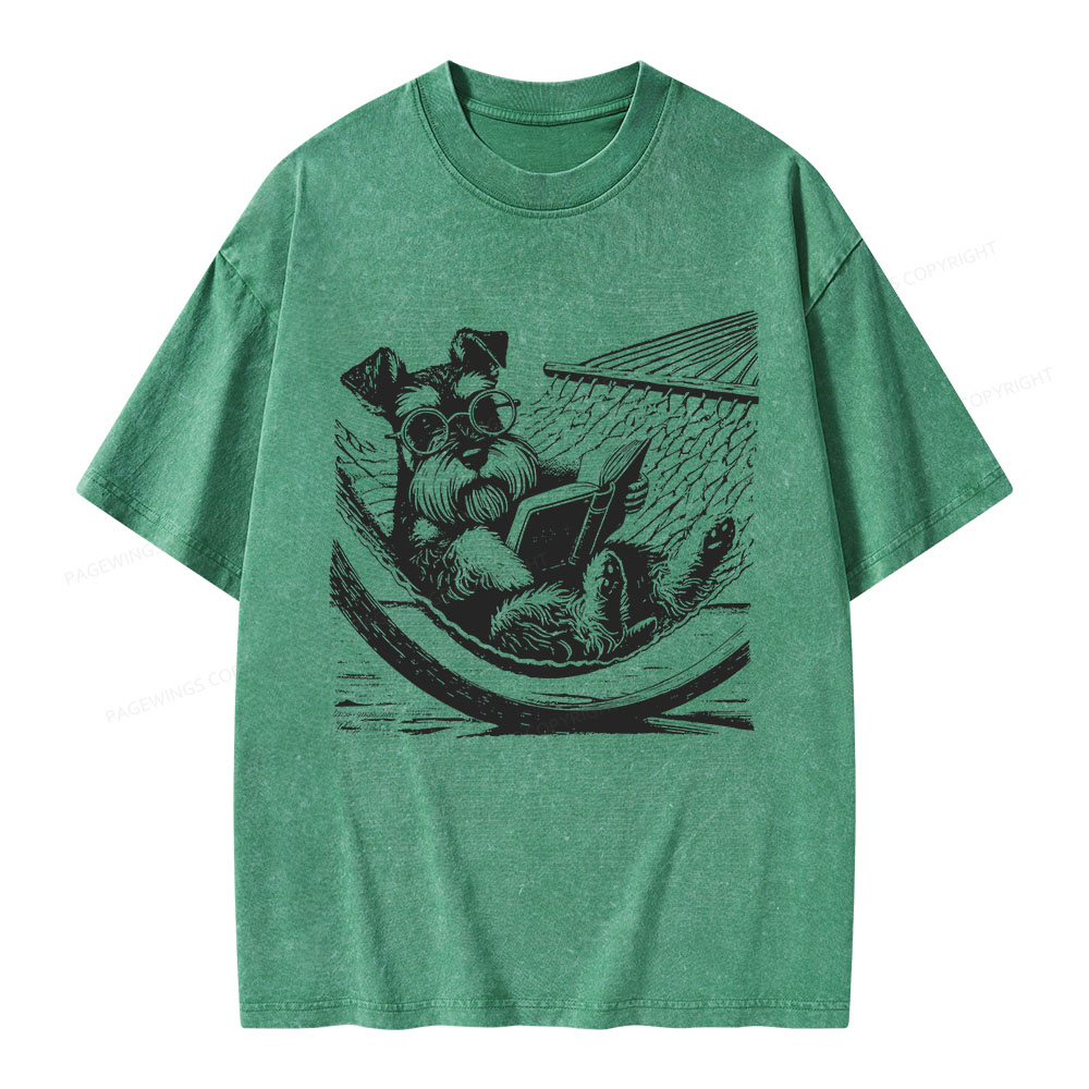 Pagewings Reading Dog Unisex Washed T-shirt