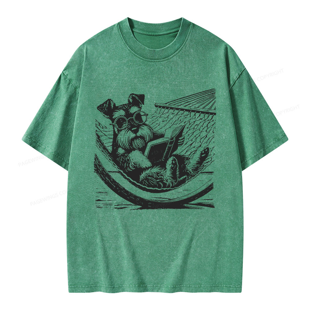 Pagewings Reading Dog Unisex Washed T-shirt
