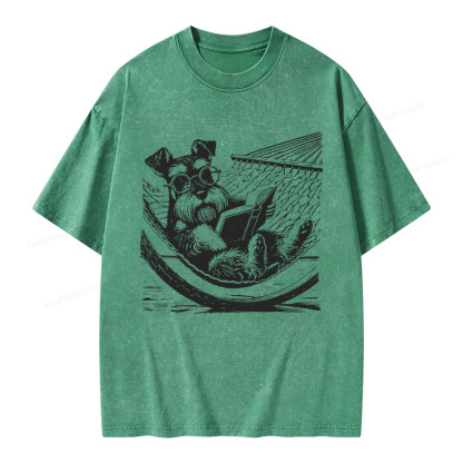 Pagewings Reading Dog Unisex Washed T-shirt