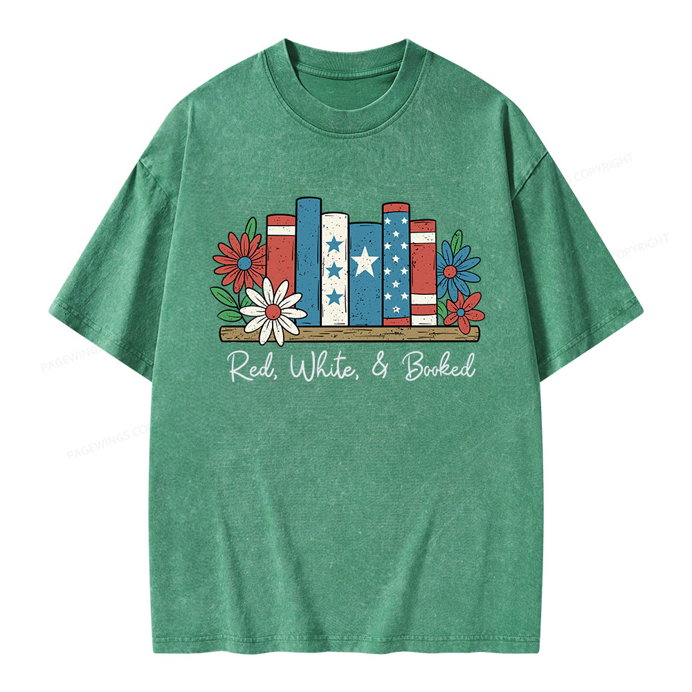 Pagewings Book Lover Independence Day Unisex Washed T-shirt