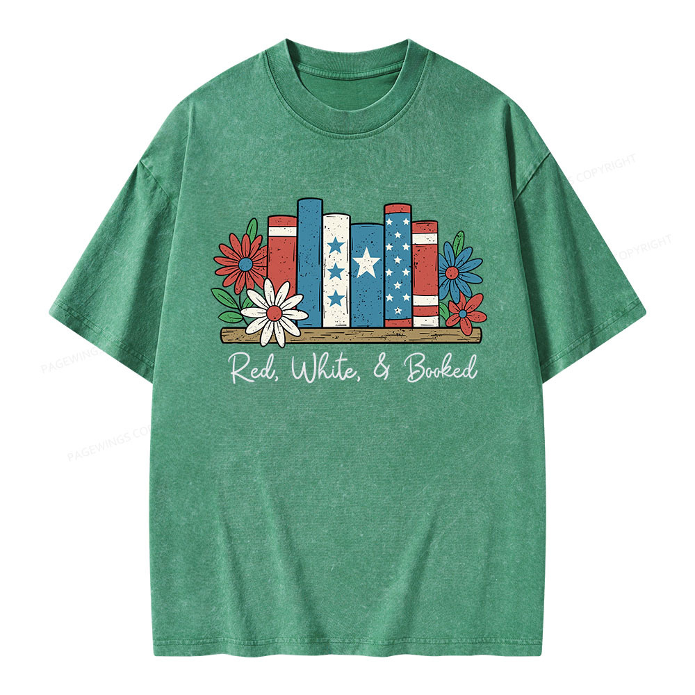 Pagewings Book Lover Independence Day Unisex Washed T-shirt