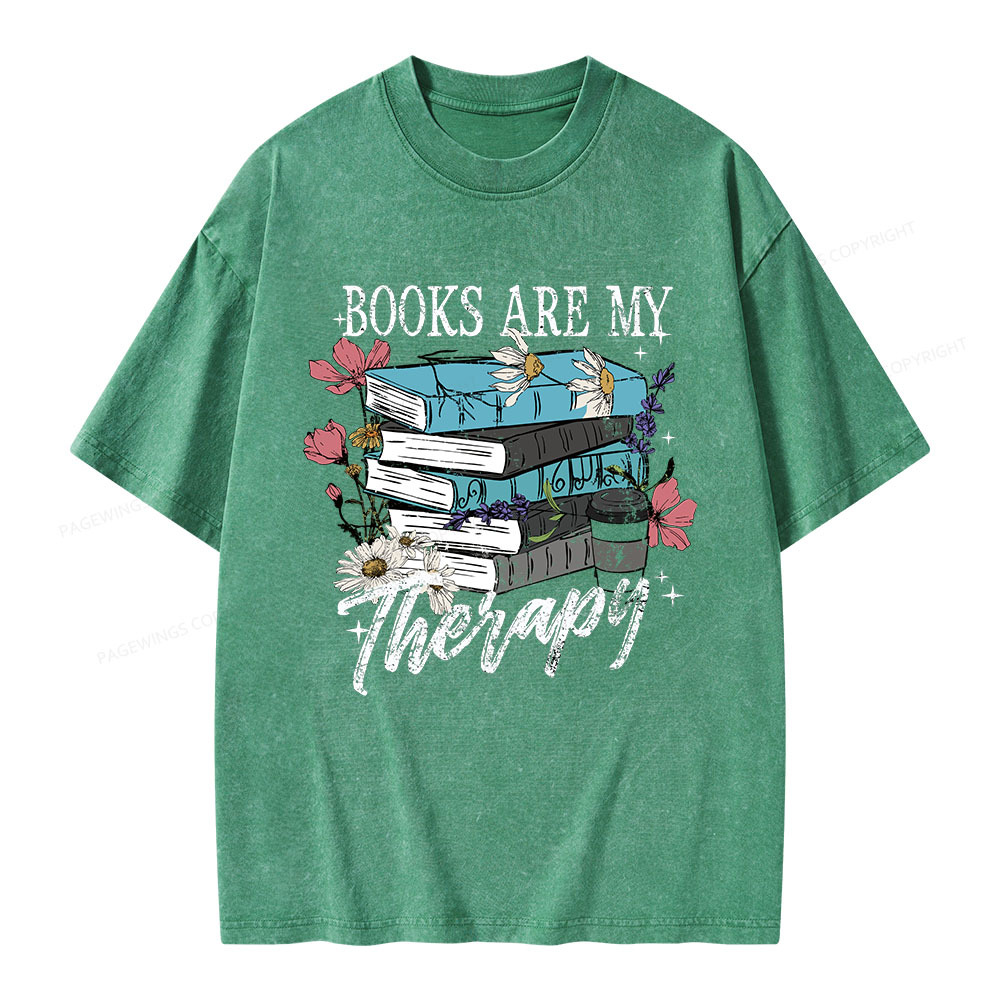 Pagewings Book Are My Therapy Unisex Washed T-shirt