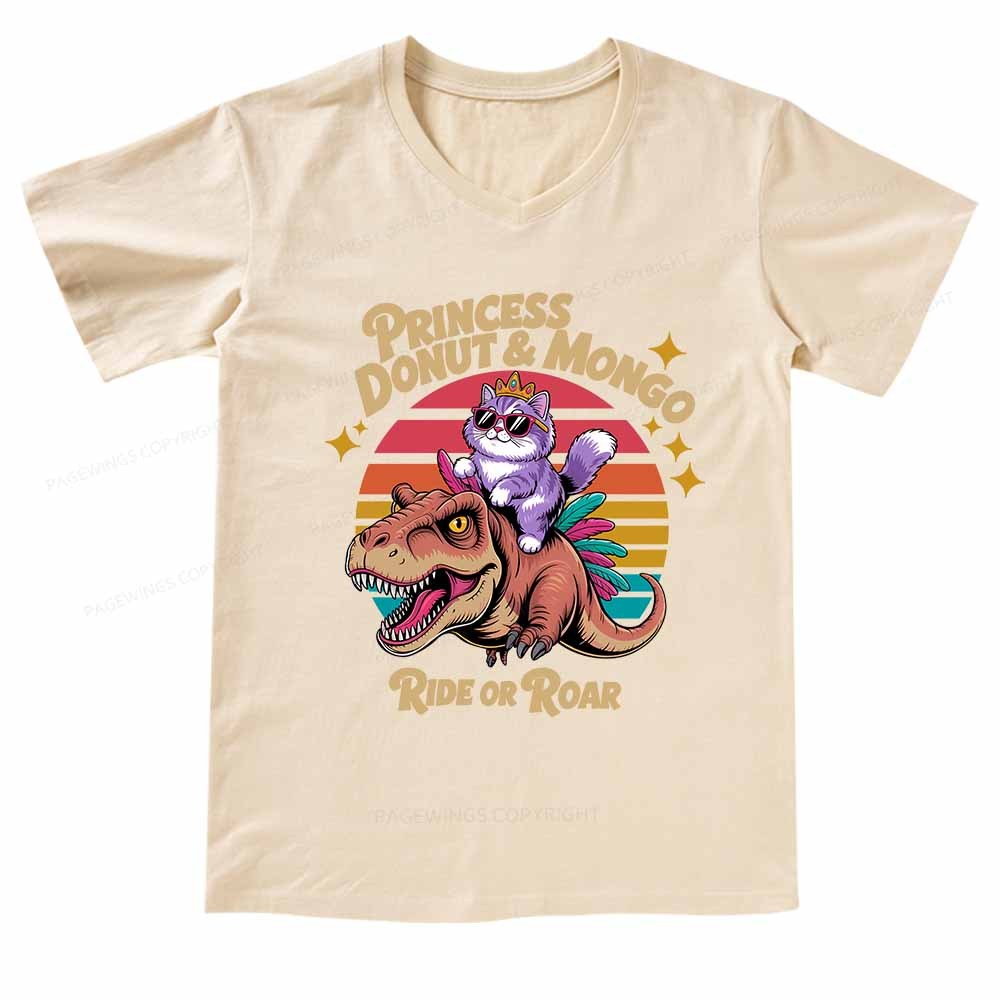 Pagewings Princess Donut & Mongo  V-neck T-shirt