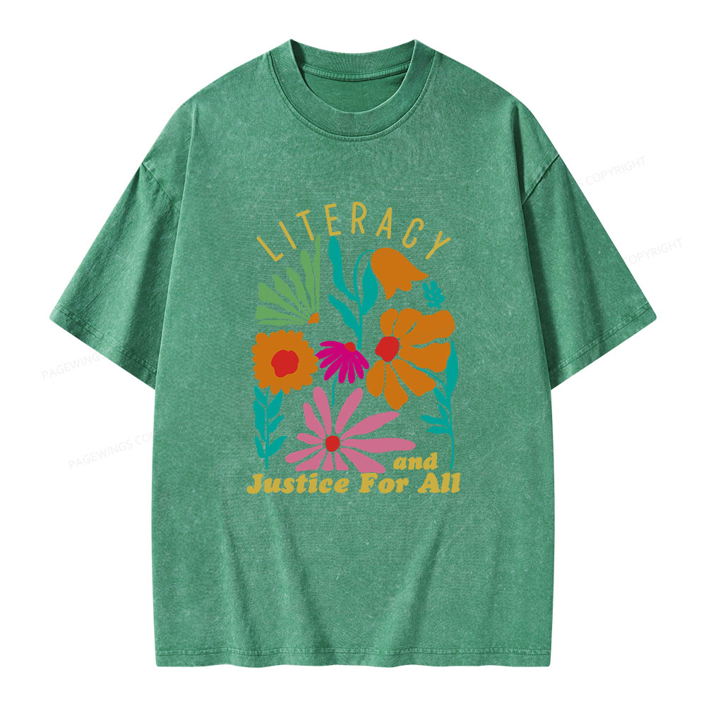 Pagewings Literacy And Justice Unisex Washed T-shirt
