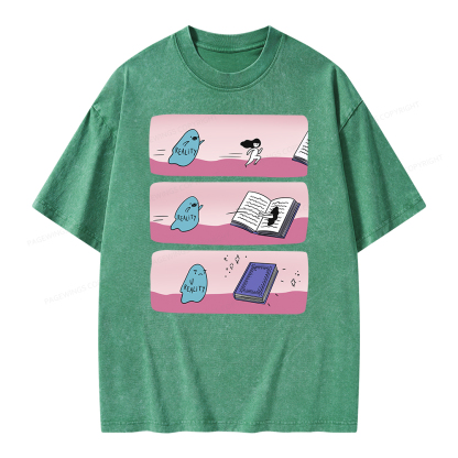 Pagewing Books vs Reality Unisex Washed T-shirt