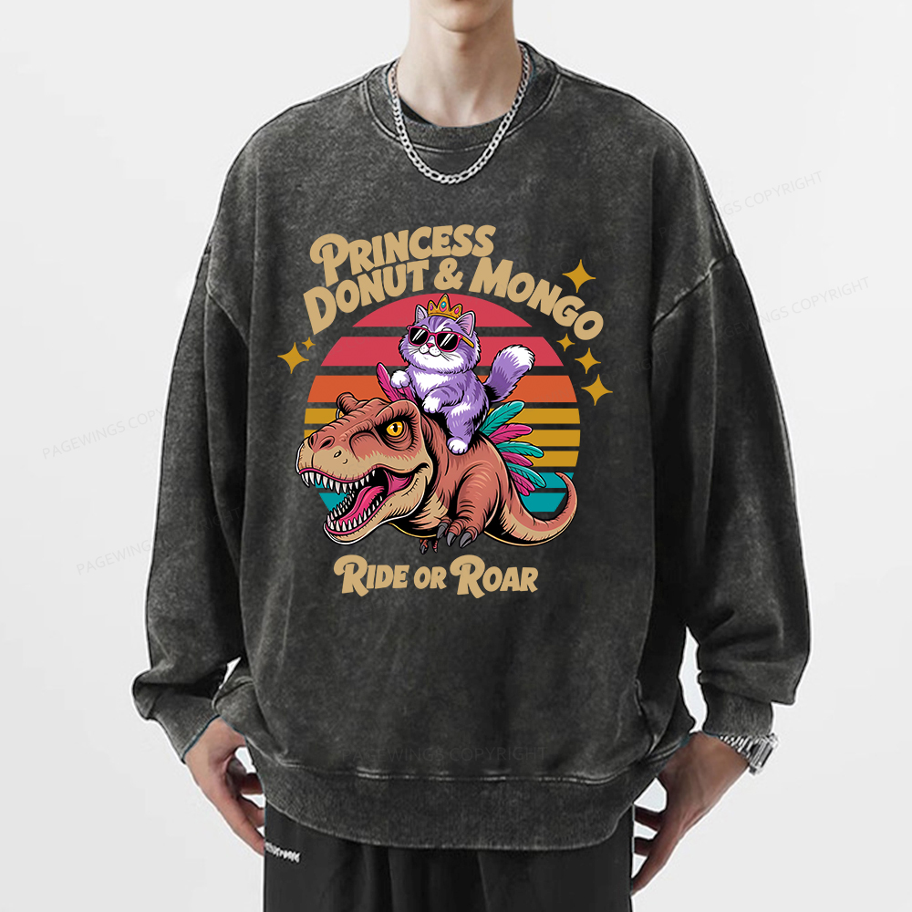 Pagewings Princess Donut & Mongo Unisex Washed Sweatshirt