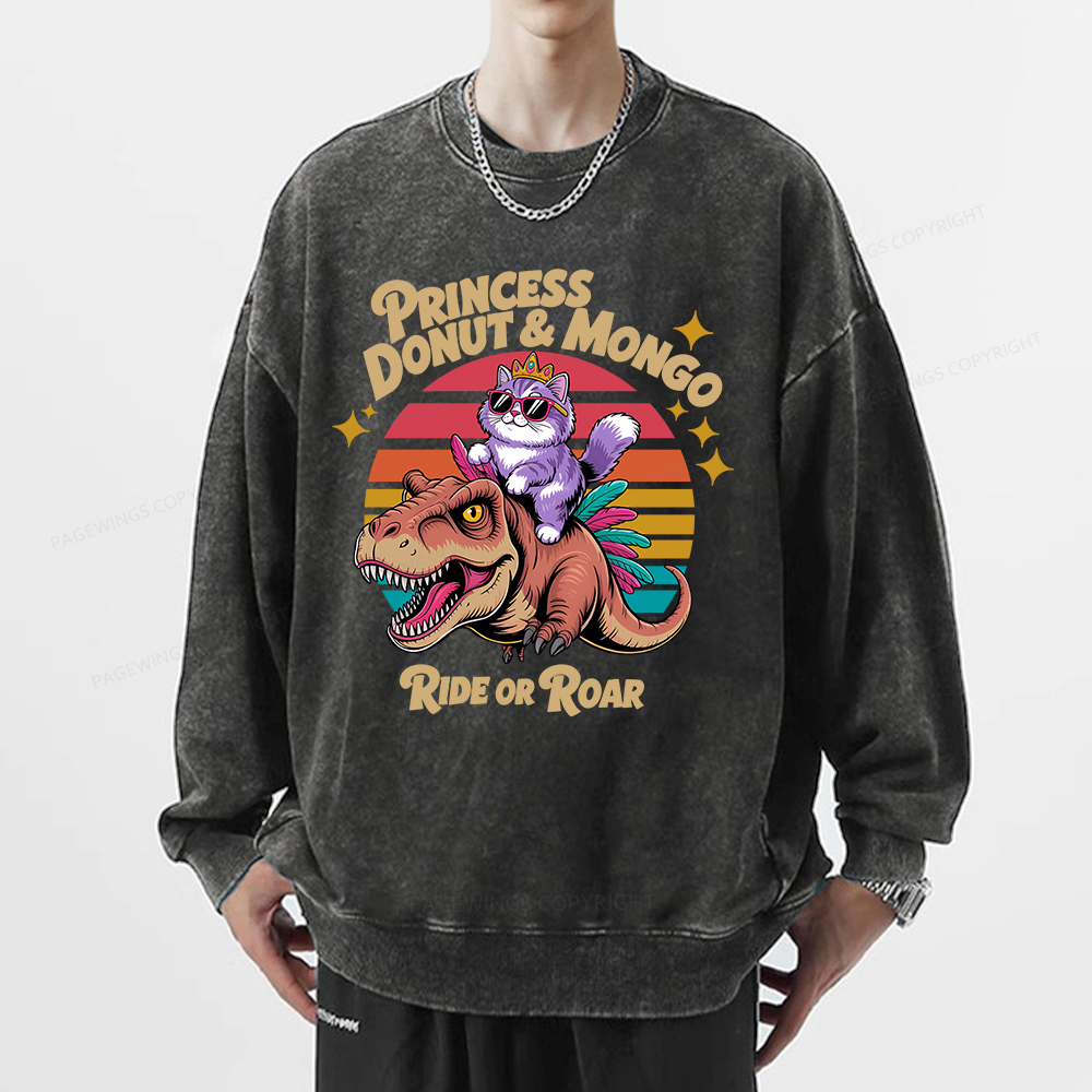 Pagewings Princess Donut & Mongo Unisex Washed Sweatshirt
