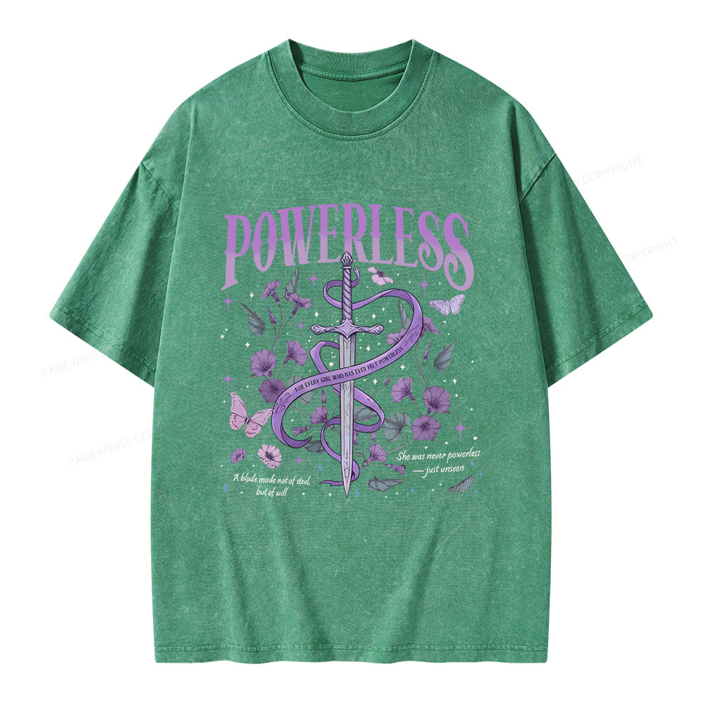 Pagewings Powerless Bookish Unisex Washed T-shirt