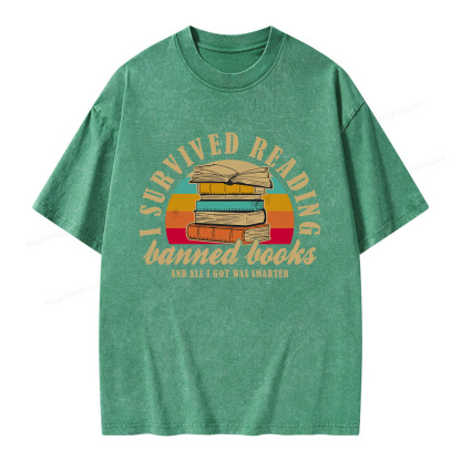 Pagewings I Survived Reading Banned Books Unisex Washed T-shirt