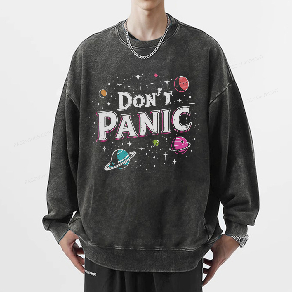 Pagewings Don't Panic Unisex Washed Sweatshirt