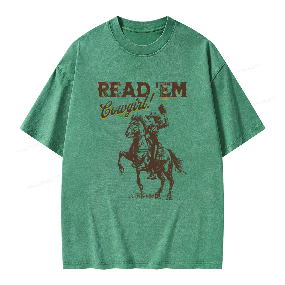 Pagewings Bookish Cowgirl Unisex Washed T-shirt