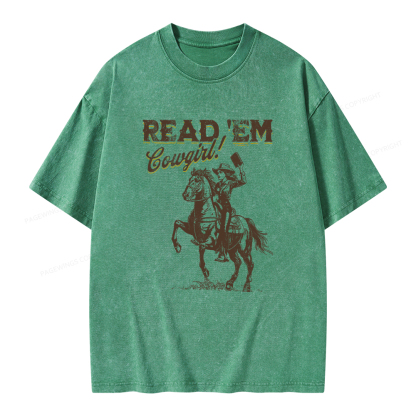 Pagewings Bookish Cowgirl Unisex Washed T-shirt