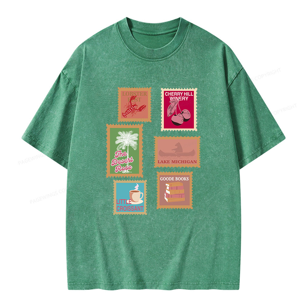 Pagewings Literary Settings Unisex Washed T-shirt