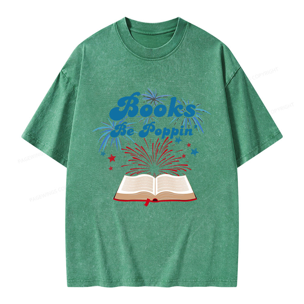 Pagewings Books Be Poppin Unisex Washed T-shirt