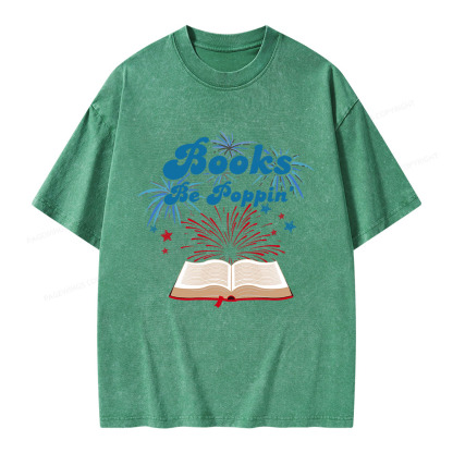 Pagewings Books Be Poppin Unisex Washed T-shirt