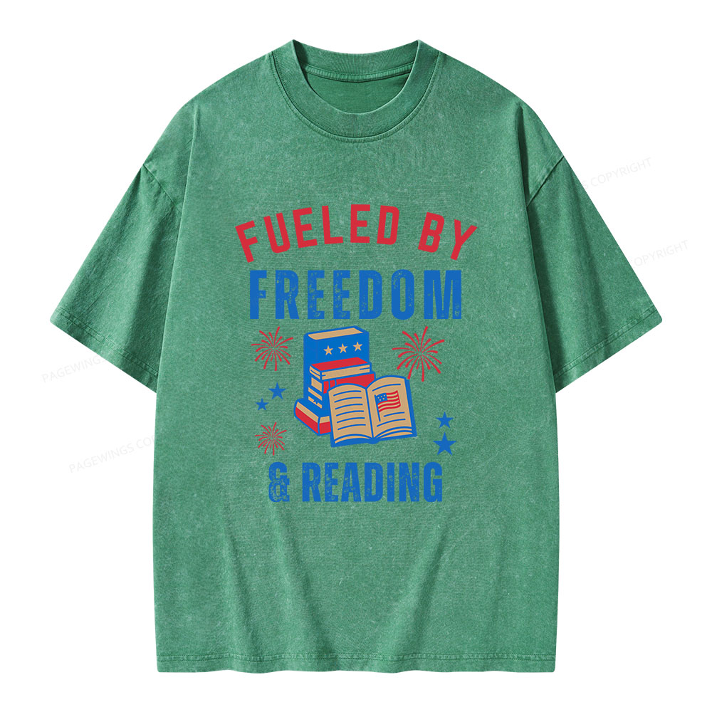 Pagewings Fueled Freedom Reading Unisex Washed T-shirt