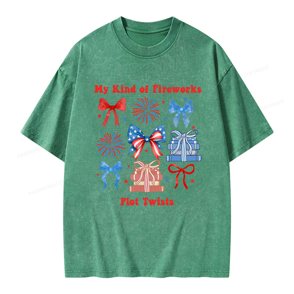 Pagewings y Kind of Fireworks Plot Twists Unisex Washed T-shirt