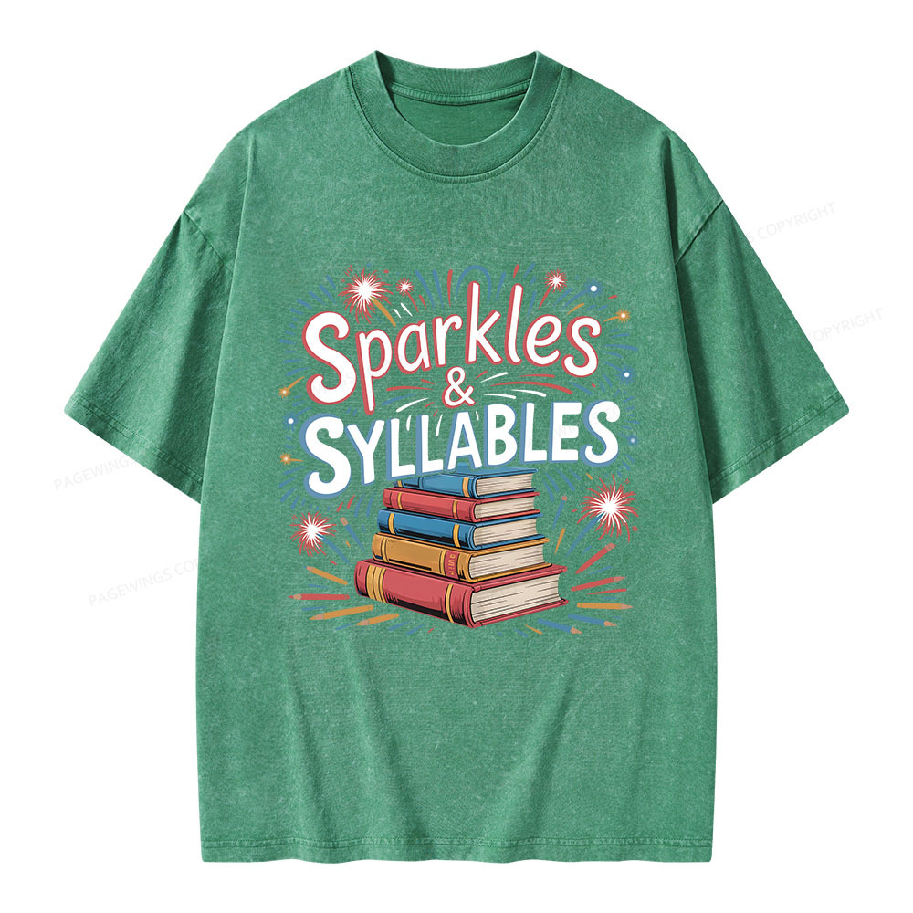 Pagewings Sparkles & Syllables Unisex Washed T-shirt