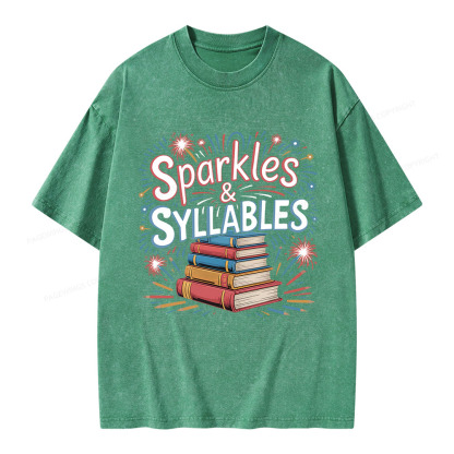 Pagewings Sparkles & Syllables Unisex Washed T-shirt