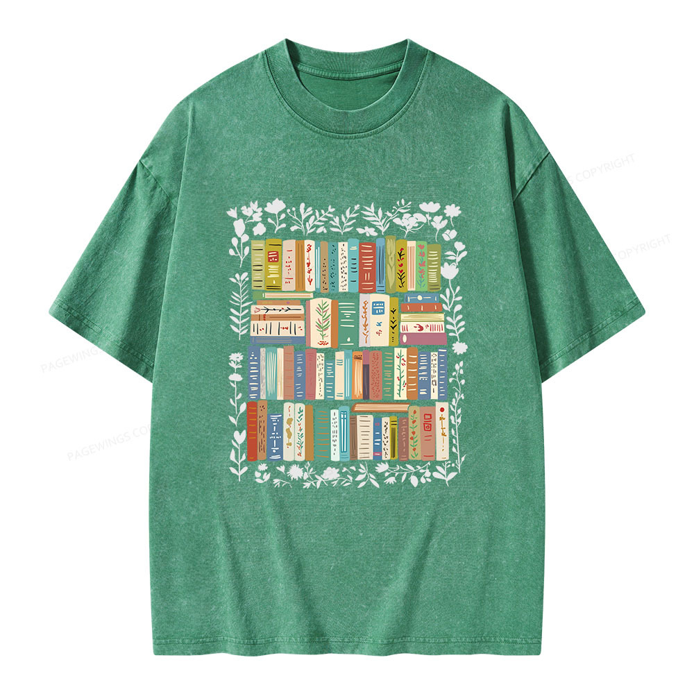 Pagewings Vintage Library Unisex Washed T-shirt