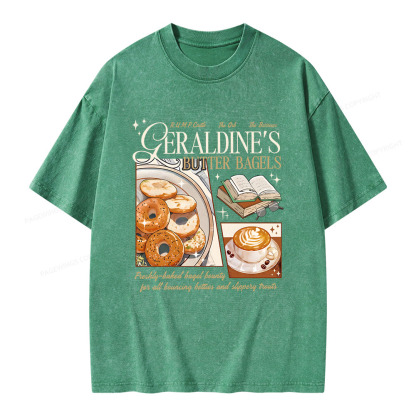 Pagewings Geraldines Buttery Bagels Unisex Washed T-shirt