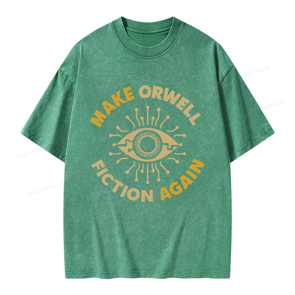 Pagewings Make Orwell Fiction Again Unisex Washed T-shirt