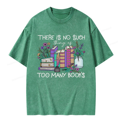 Pagewings No Such Thing as Too Many Books Unisex Washed T-shirt