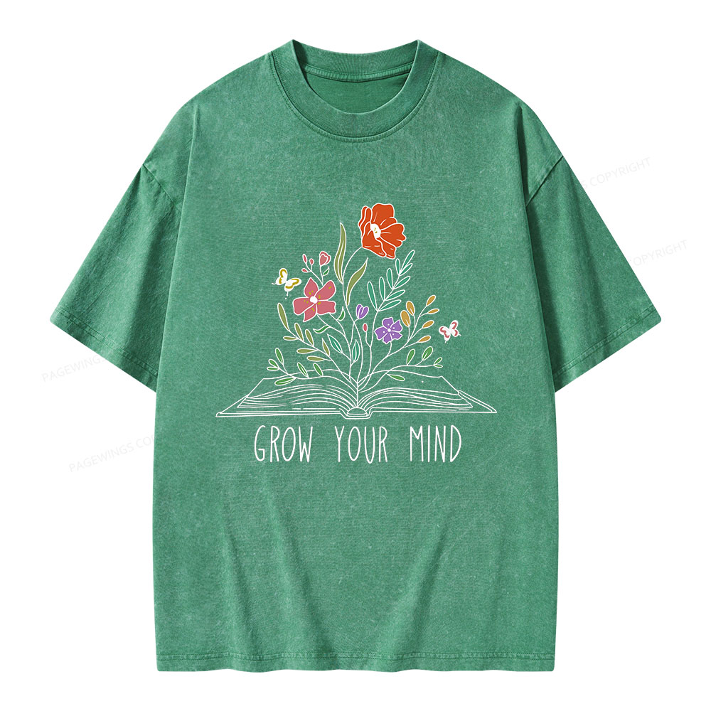 Pagewings Grow Your Mind Unisex Washed T-shirt