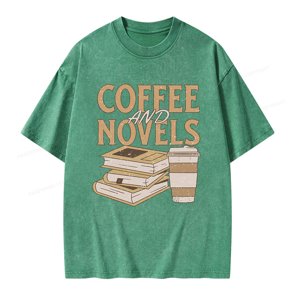 Pagewings Coffee And Novel Unisex Washed T-shirt