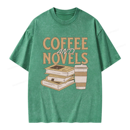 Pagewings Coffee And Novel Unisex Washed T-shirt