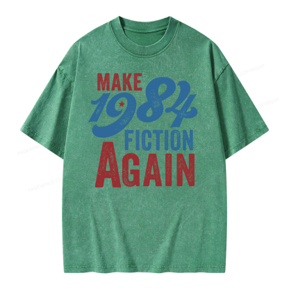 Pagewing Make 1984 Fiction Again Solid and Distressed Unisex Washed T-shirt