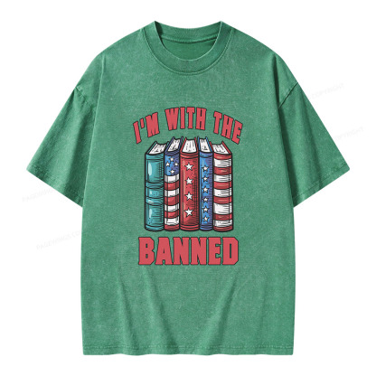 Pagewings I'm With The Banned Unisex Washed T-shirt