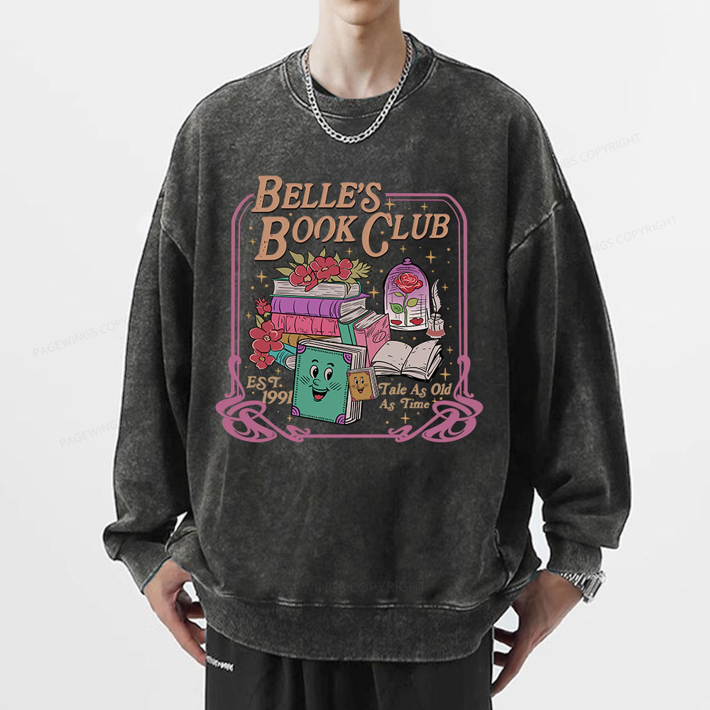 Pagewings Belle's Book Club Unisex Washed Sweatshirt